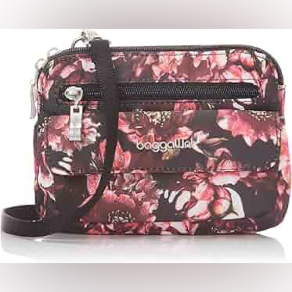 Baggallini Handbags - NWT SIZE OS Baggallini Floral Crossbody Bag in Pink and Black